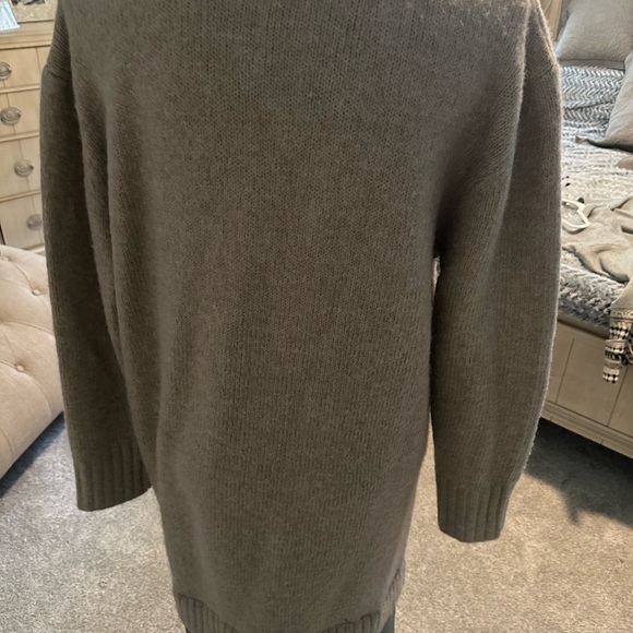 Anthropologie Cream Sweater with Blue Satin Maxi Skirt - Picture 5 of 6